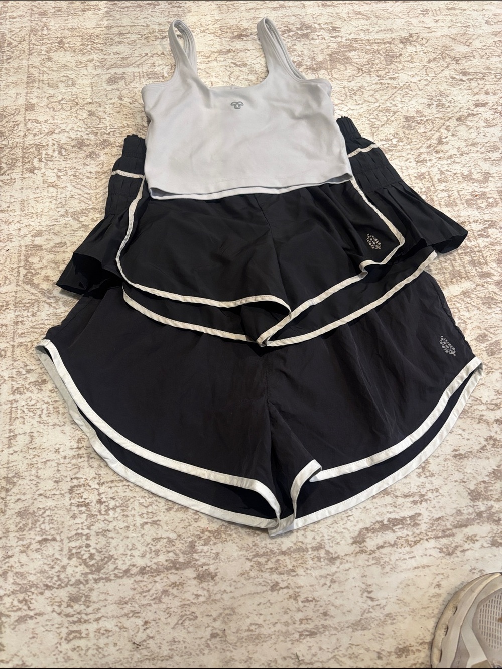 FP Movement by Free People Black Athletic Shorts with White Trim